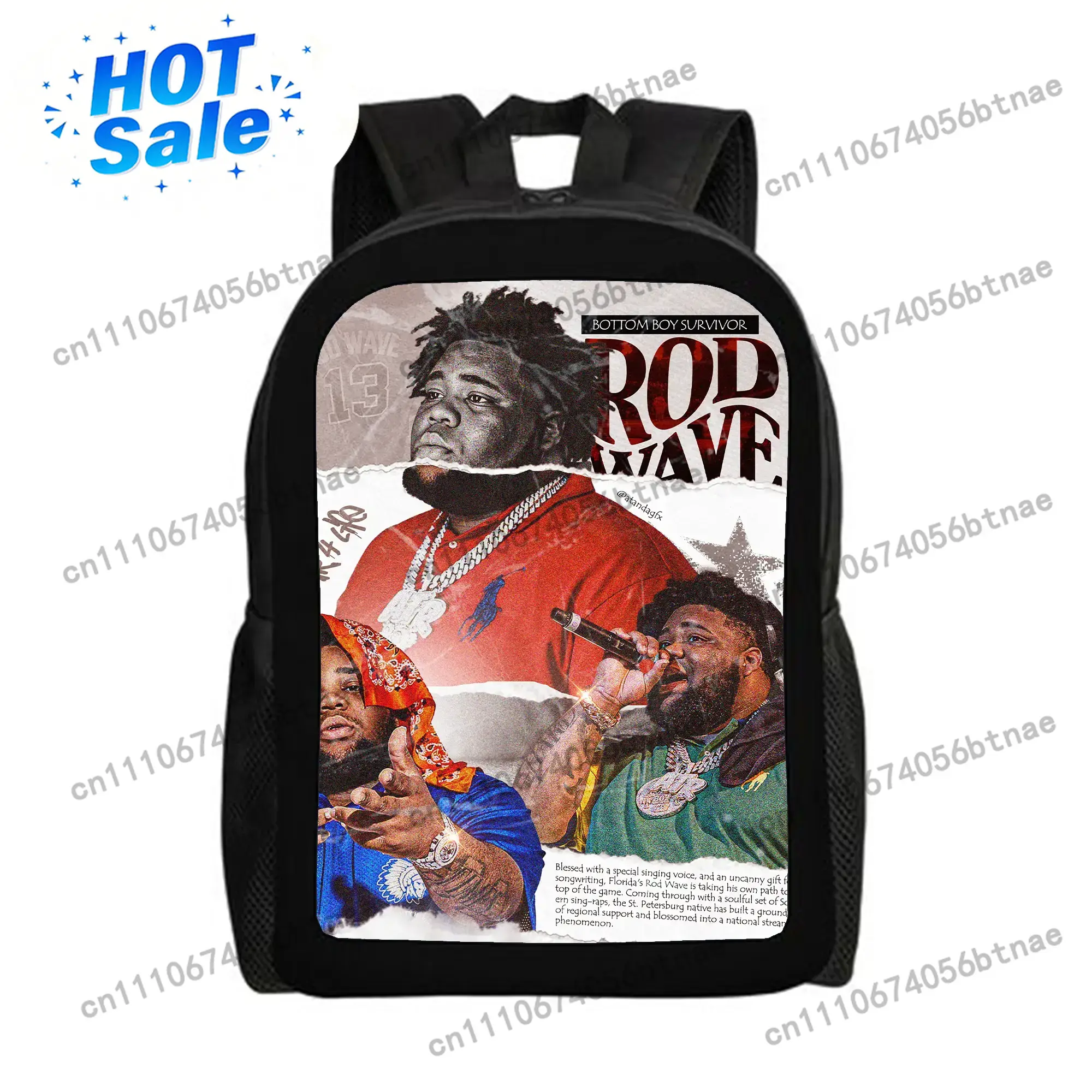 School Backpack Teen - Rod-Wave-Rucksäcke für Mädchen, süßer Schulrucksack, ästhetische