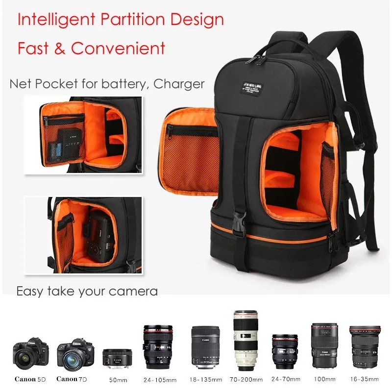 Laptop Backpack 15.6 - Wasserdichter Videokamera-Rucksack mit Reflektorstreifen, stoßfester, weich