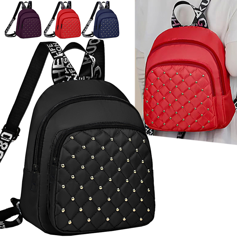 Canvas Backpack Casual - Schicker, stilvoller Rucksack mit Nieten, mehrfarbig,