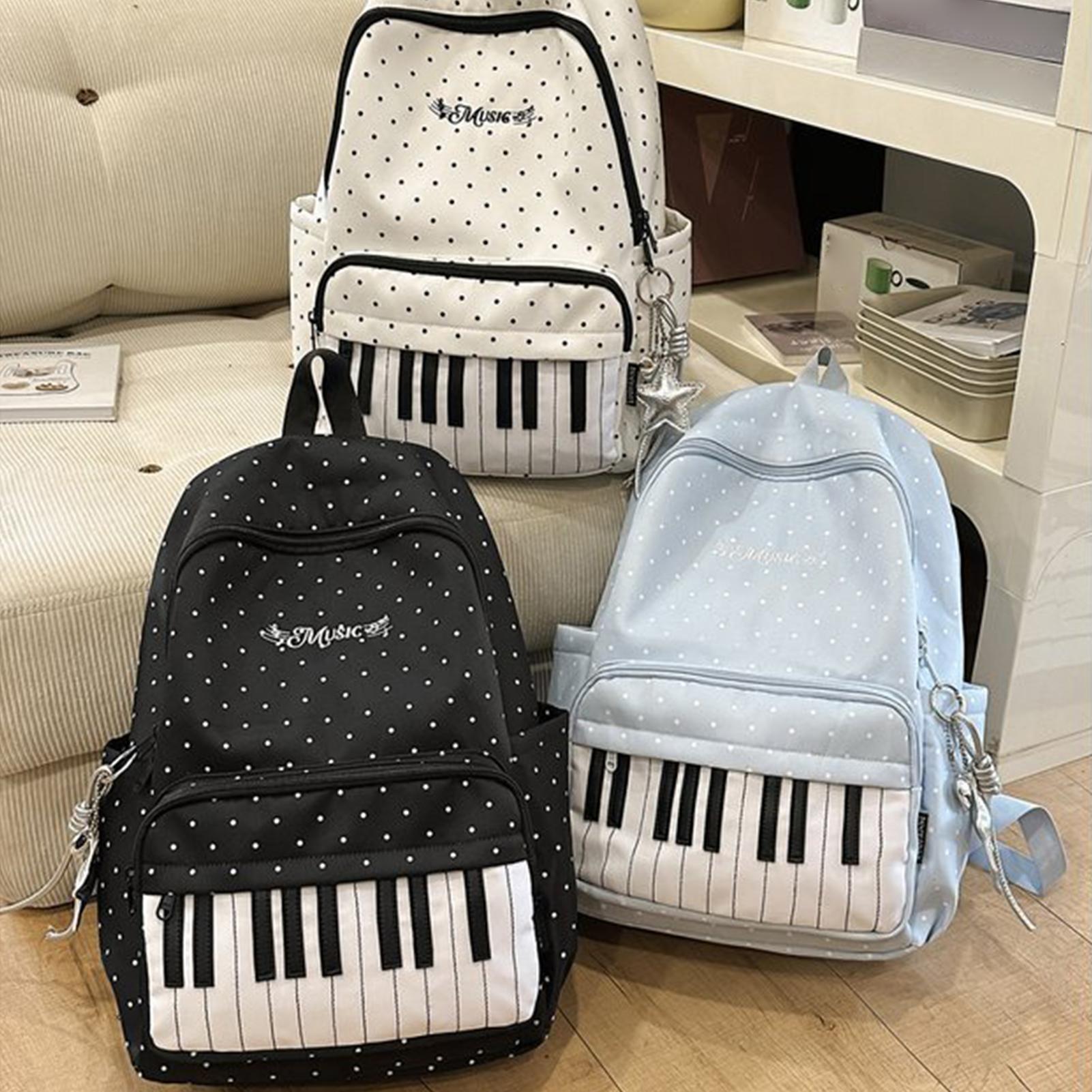 Fashion Backpack Women - Reiserucksack mit Klavier-Print, Große Kapazität, Leichter